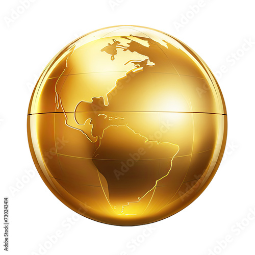 Gold Globe Icon on transparent background