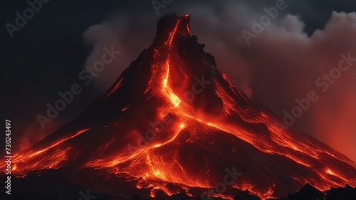 fire in the forest A volcanic eruption unleashing a fire lord from the magma, with a fierce expression and a bright glow 