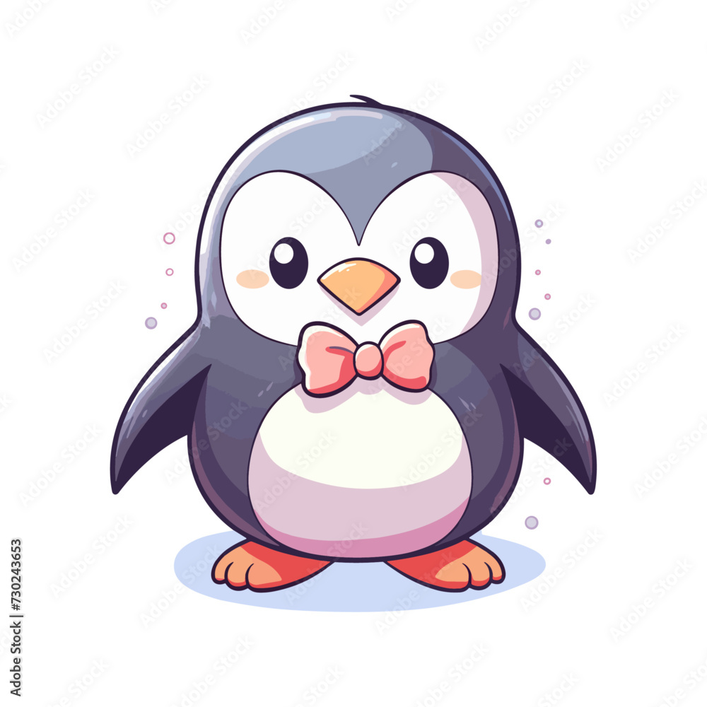Obraz premium Cute penguin illustration for kids. adorable animal clipart for children Vector flat cartoon illustration Animal character for kids sticker isolated