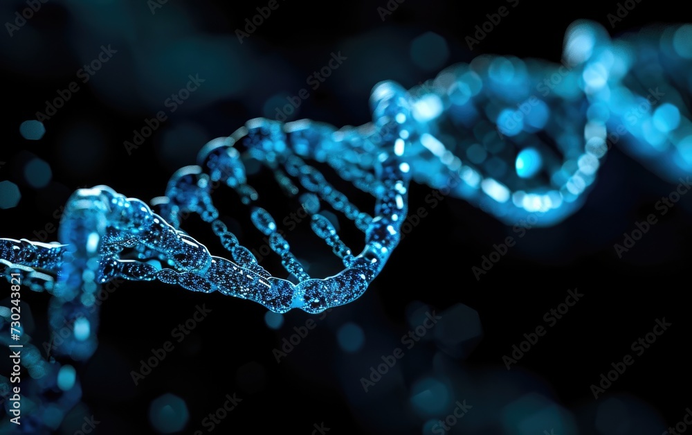 Blue Glowing DNA Double Helix - Science and Genetic Research Concept