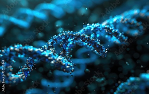 Blue Glowing DNA Double Helix - Science and Genetic Research Concept