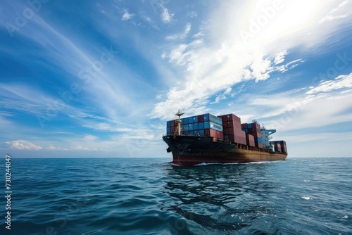 Transportation logistics for cargo container ship import/export.