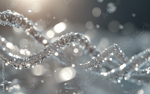 Silver Sparkling DNA Strand - Molecular Science and Genetic Structure Analysis