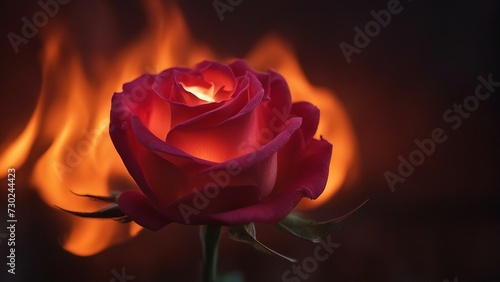 red rose on black background A fire rose, a rare and beautiful phenomenon of nature 