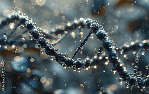 Silver sparkling dna strand - molecular science and genetic structure analysis.