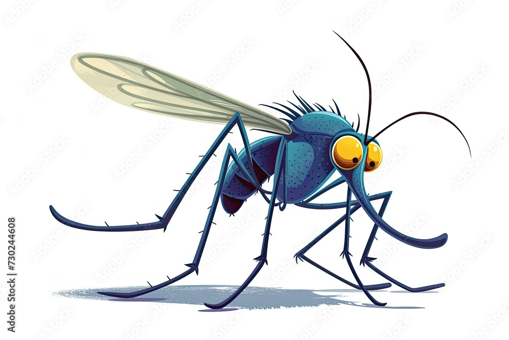 Cartoon character mosquito isolated background Cartoon character mosquito isolated background