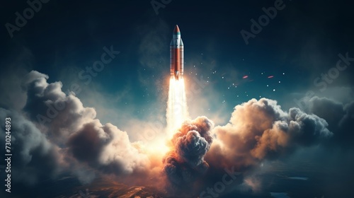 Rocket launching into space, symbolizing ambition, exploration, and the pursuit of dreams