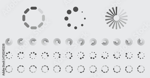 Circular Loading Buffering Icons Vector Set Video Ready for Animation Gif All Keyframes Frames Bufring Circle Waiting for Connection Buffer Preloader Download Symbol Easy Replace Color