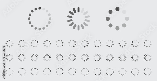 Circular Loading Buffering Icons Vector Set Video Ready for Animation Gif All Keyframes Frames Bufring Circle Waiting for Connection Buffer Preloader Download Symbol Easy Replace Color