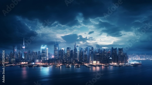 Cityscape at night with audio effects, creating a sense of urban energy and vibrancy
