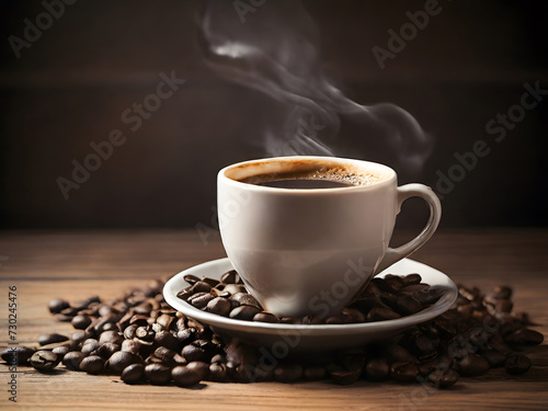 cup of coffee with beans