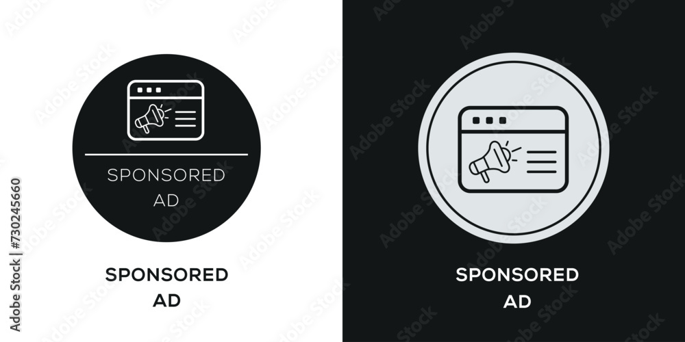 Fototapeta premium Sponsored Ad Icon, Vector sign.
