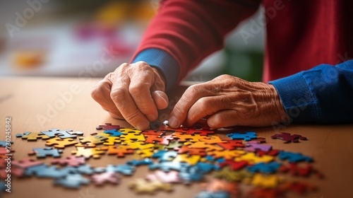 Close-up of a person's hand arranging puzzle pieces, symbolizing the need to evaluate and put life's pieces together