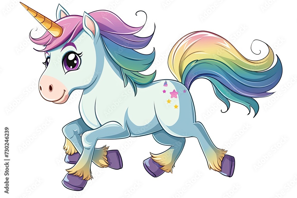 Cartoon character unicorn isolated