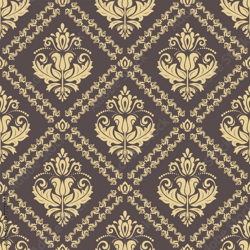 Orient vector classic pattern. Seamless abstract background with vintage elements. Orient brown golden pattern. Ornament for wallpaper
