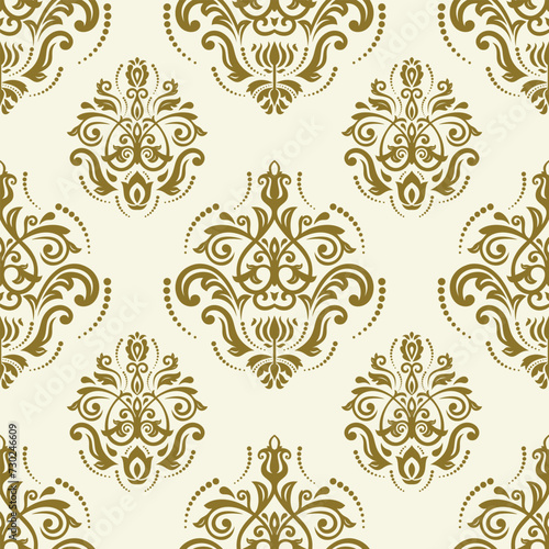 Classic seamless vector pattern. Damask orient ornament. Classic vintage golden background. Orient pattern for fabric, wallpapers and packaging