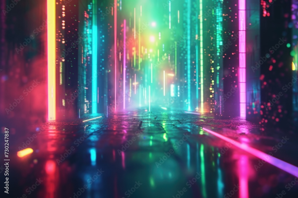 Neon Light Leaks Background with Bright Colors and Glowing Effects for a Futuristic Cyberpunk Vibe Neon Light Leaks Background with Bright Colors and Glowing Effects for a Futuristic Cyberpunk Vibe