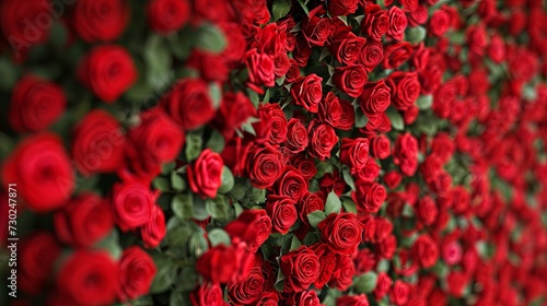Natural background of red roses, flower wall generative ai