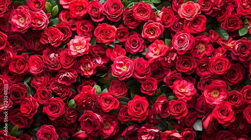 Natural background of red roses  flower wall generative ai