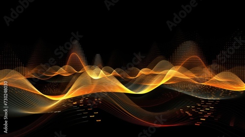 Hypnotic audio waveforms merging and diverging, symbolizing the dynamic interplay of sound in a composition