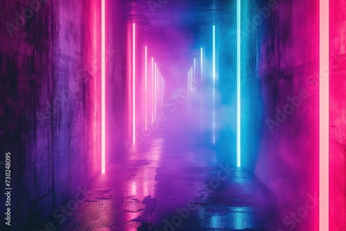 Neon Light Leaks Background with Bright Colors and Glowing Effects for a Futuristic Cyberpunk Vibe