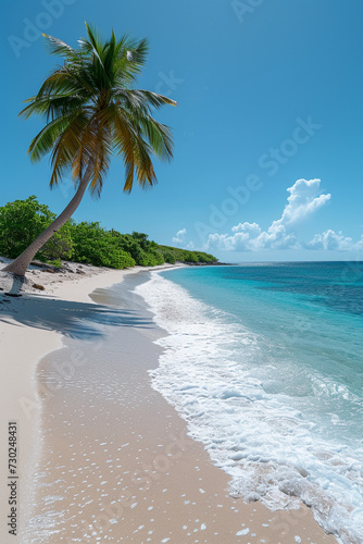 Paradise Haven: Watercolor Palm Trees and Beach Scene - Tropical Escape, Coastal Serenity, Oceanfront Bliss, Seaside Getaway