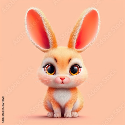 Cute cartoon character Rabbit on isolqted background