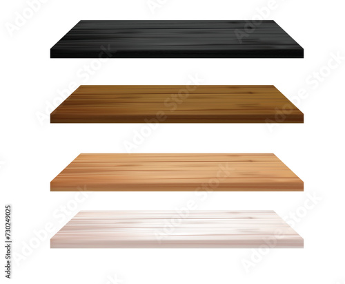 Wooden oak plank set, perspective view, vector