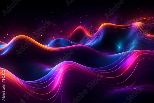 Abstract neon waves in a cosmic and artistic arrangement