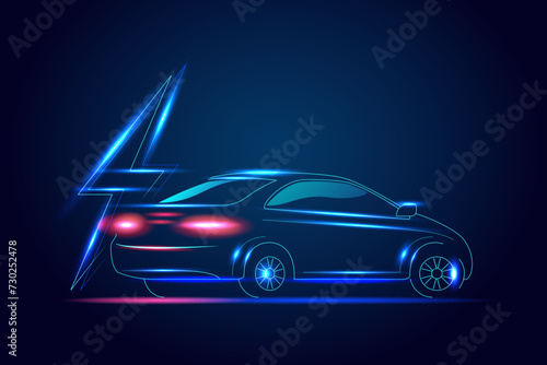 Energy EV car concept.electric cars are powered by electric energy. 