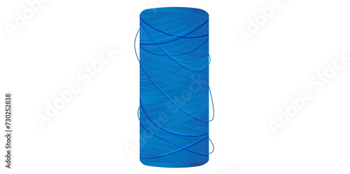 Blue Thread Isolated On White Background, Sewing Item Vector Illustration.