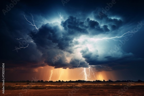 Dramatic stormy sky background with dark clouds and lightning
