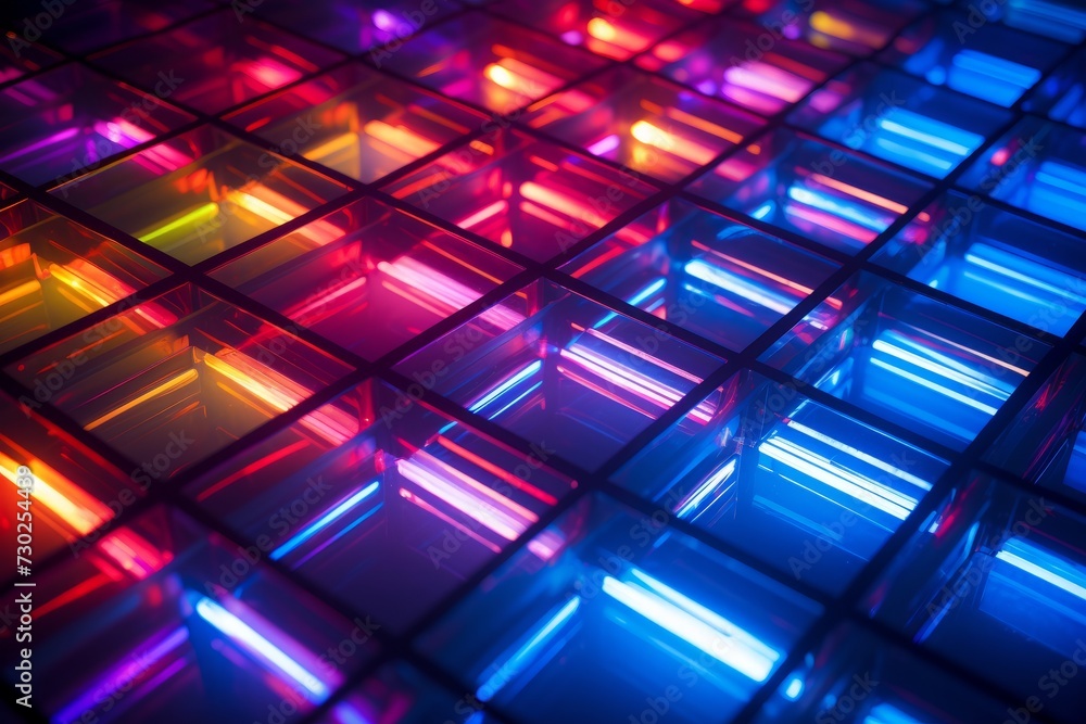 Neon grid casting a mesmerizing and captivating glow Neon grid casting a mesmerizing and captivating glow