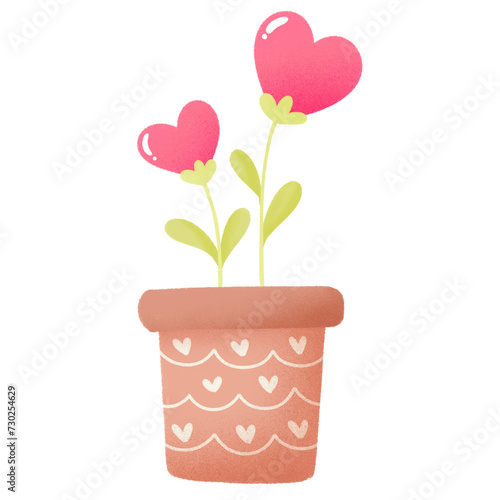 pink flower heart in pot