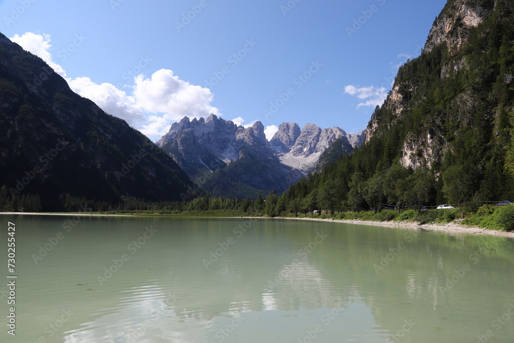 Lago di Landro with Monte Cristallo in background, Dolomites, Italy