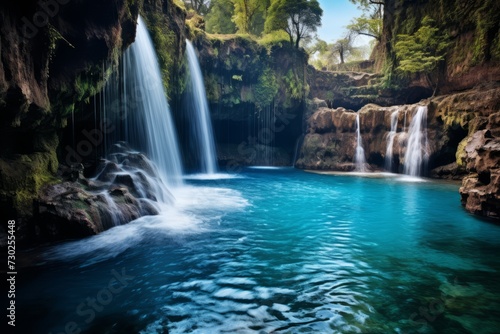 A breathtaking view of a waterfall cascading into a clear blue pool  reminding us of the beauty and necessity of clean water
