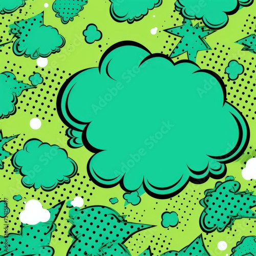 Green vintage pop art style speech bubble vector pattern