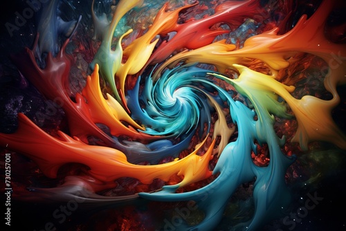 A swirling vortex of colors and shapes, symbolizing the whirlwind of creative ideas
