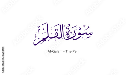 Quranic Calligraphy, Surah Al-Qalam, Islamic Vector Design Holy Quran Surah