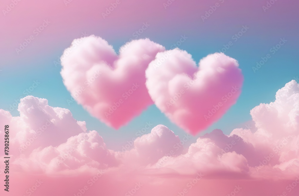 Fototapeta premium a heart made of pink clouds, an advertising banner