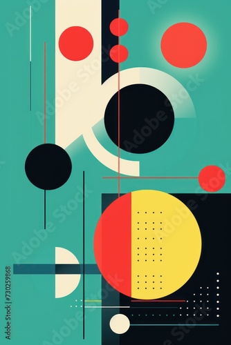 A Cyan poster featuring various abstract design elements  in the style of pop art