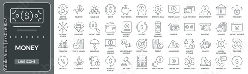 Set of Money line icons. Collection of money, business icon EPS10 - Stock Vector.