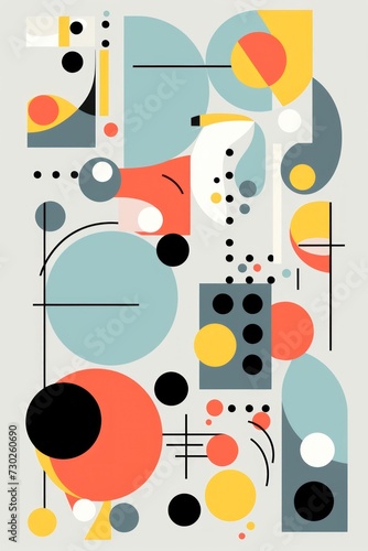 A Gray poster featuring various abstract design elements, in the style of pop art