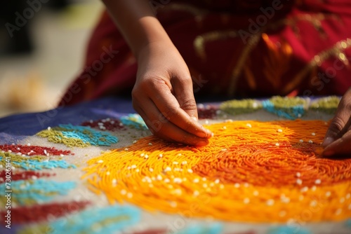 Person is working on a piece of art