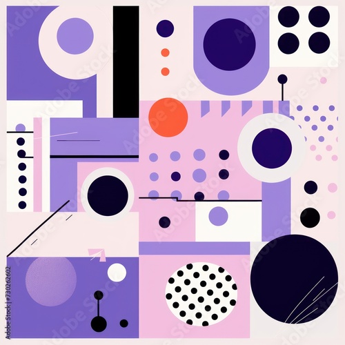 A Lilac poster featuring various abstract design elements  in the style of pop art