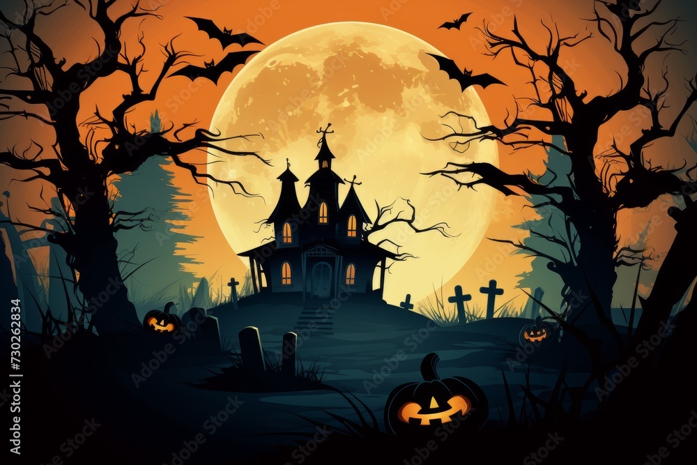 Eerie haunted house background with space for your Halloween invitations