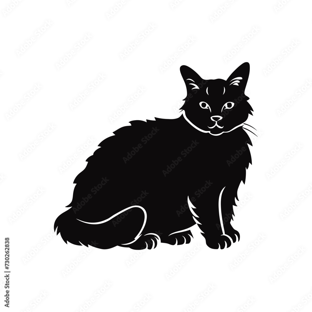 Persian cat vector silhouette