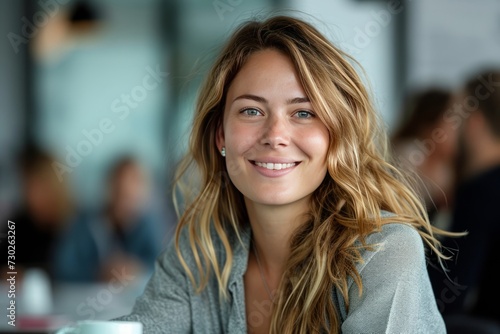 Corporate Business Photography of a Confident Business Woman, Effortlessly Connecting with Clients and Colleagues, Generative AI