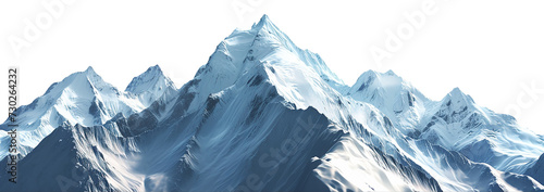 Snow covered mountain peaks, highlighting the serenity and power that emanate from these natural wonders. transparent png, add your own background, generative ai © Pink Badger