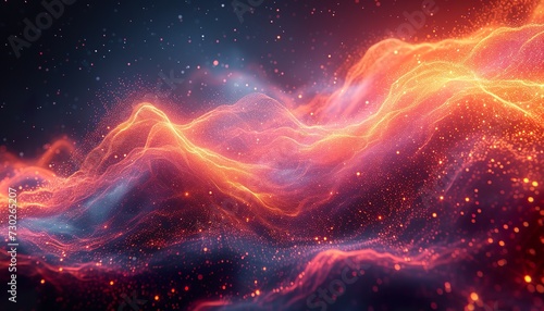 Abstract Cosmic Dust & Digital Nebula - Space Art Background with Vibrant Particles, : cosmic dust art, digital nebula design, space background, vibrant digital art, abstract particles